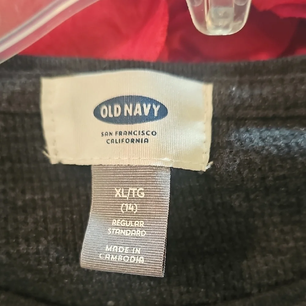 Old Navy Girls Charcoal Star Pattern Long Sleeve Shirt Size 14 (XL)